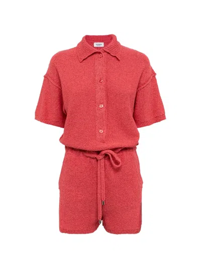 Laneus Button-front Knitted Playsuit In Pink