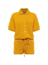 Laneus Button-front Knitted Playsuit In Yellow