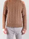 Laneus Cable Knit Sweater In Warm Camel Tone In Brown