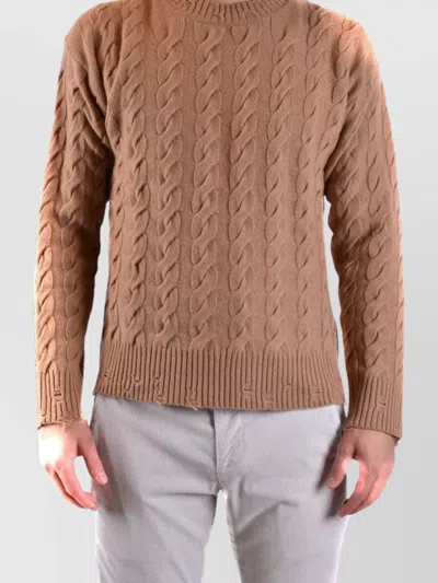 LANEUS CABLE KNIT CREW NECK SWEATERS