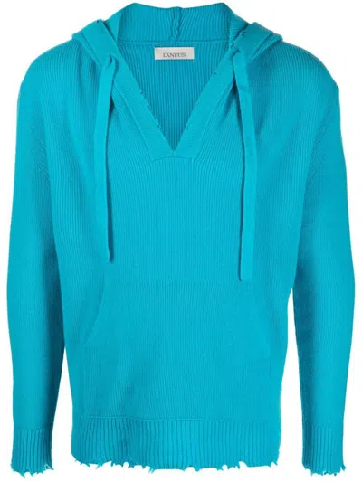 Laneus Cappuccio Maglia Inglese Rotture Clothing In Blue