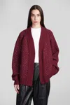 Laneus Perforated-design Cardigan In Bordeaux
