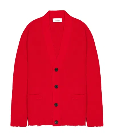 Laneus Cardigan In Filato Di Cotone In Red