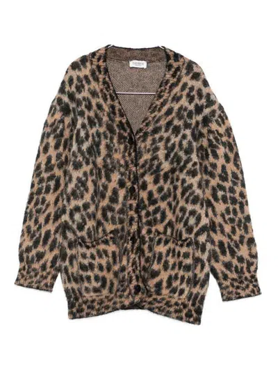 Laneus Kids' Cardigan With Print In Animal Print