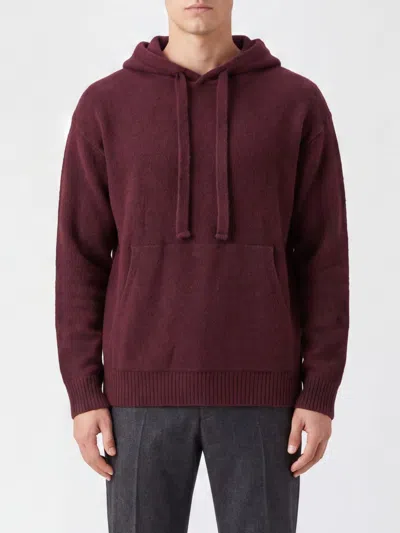 Laneus Cashmere And Silk Blend Hoodie With Pouch Pocket In Burgundy