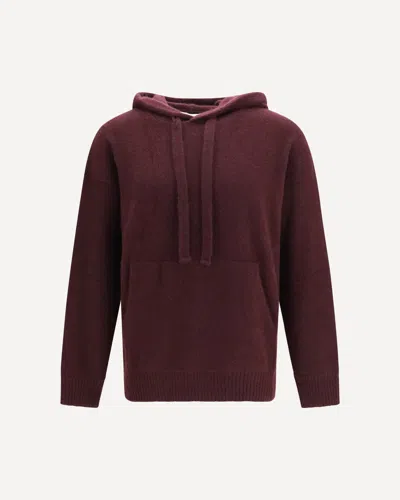 Laneus Cashmere And Silk Hooded Sweater In Burgundy