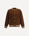Laneus Knitted Baseball-stripe Bomber Jacket In Brown
