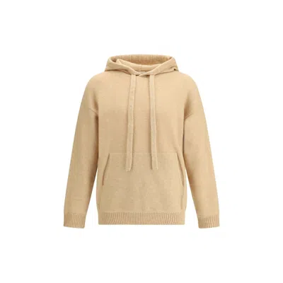 Laneus Kangaroo-pocket Knitted Hoodie In Neutral