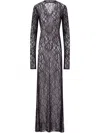 Laneus Chantilly Lace Maxi Dress In Black