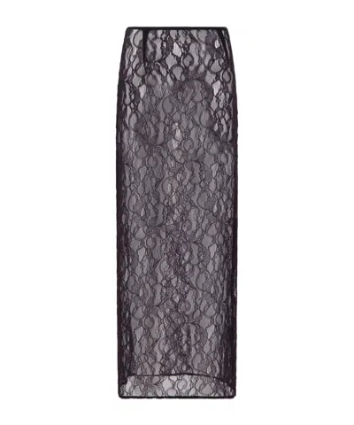 Laneus Chantilly Laced Midi Skirt In Black