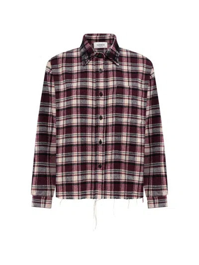 Laneus Check-print Shirt In Purple