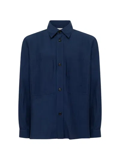 Laneus Chest-pocket Overshirt In Blue