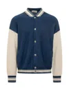 Laneus Knitted Bomber Jacket In Blue