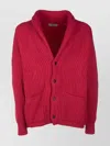 Laneus Collar Shawl Ribbed Texture Front Pockets In Burgundy