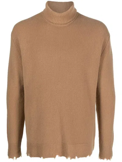 Laneus Collo Alto Maglia Inglese Rotture Clothing In Brown