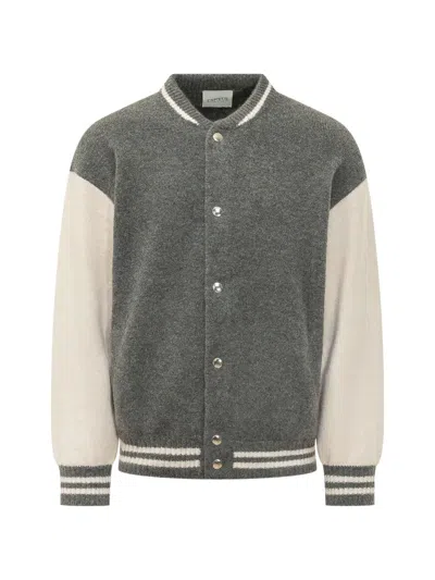 Laneus Colour-block Knitted Jacket In Gray