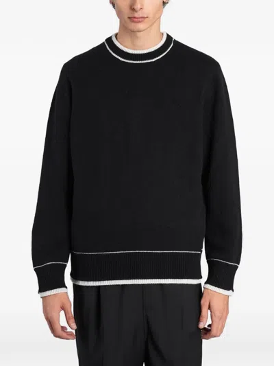 Laneus Contrast-trim Sweater In Black