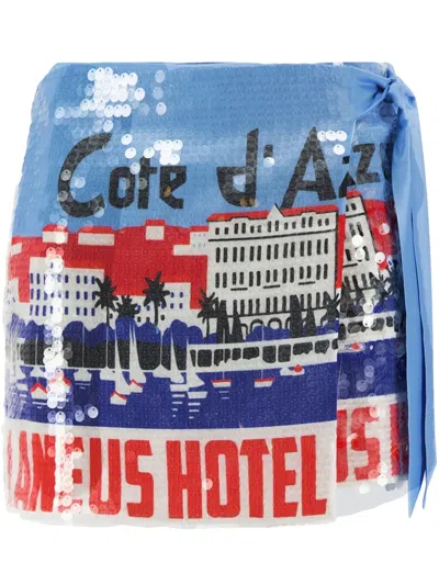 Laneus Cote D'azur Mini Skirt In Blue