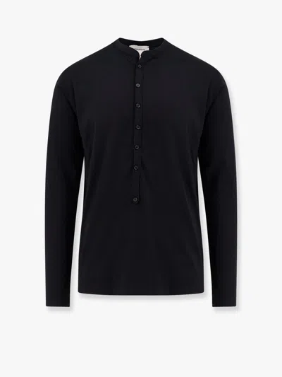 Laneus T-shirt In Cotone E Seta In Nero