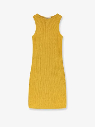 Laneus Cotton Dress In Yellow