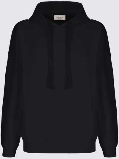 Laneus Cotton Hoodie In Black
