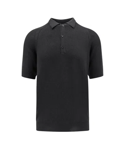 Laneus Cotton Polo Shirt In Black