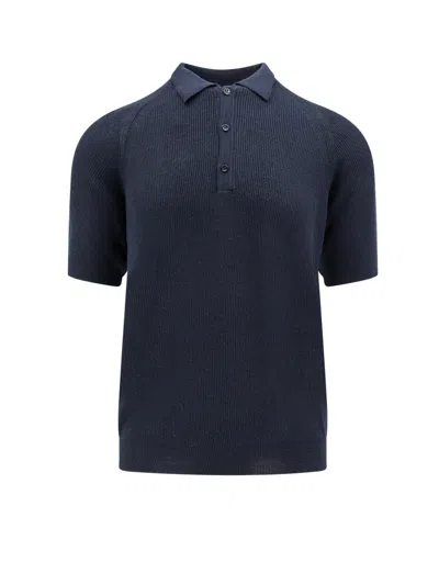 Laneus Cotton Polo Shirt In Blue