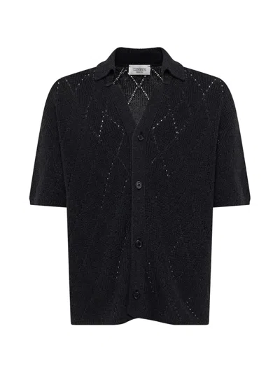 Laneus Cotton Short-sleeve Cardigan In Multi
