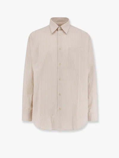Laneus Cotton Striped Shirt In Beige
