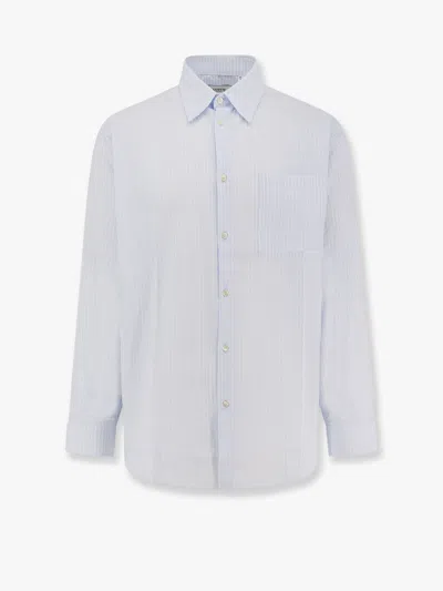 Laneus Cotton Striped Shirt In Blue