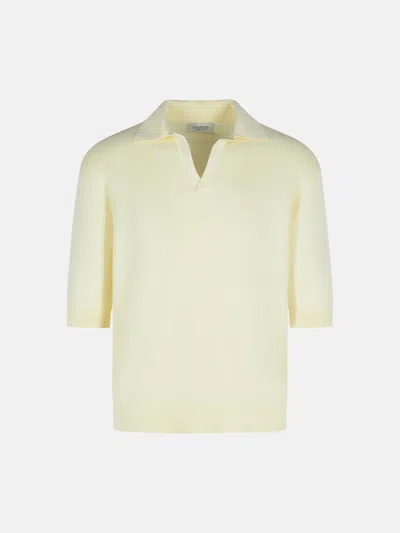 Laneus Cream Cotton Polo Shirt In White