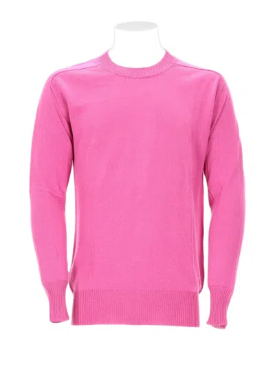 Laneus Crew Neck Long-sleeve Pullover Sweater In Bright Pink In Multi