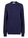 Laneus Soft Textured Crew Neck Long Sleeve Jumper In Blue