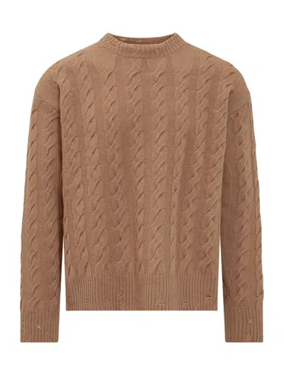 Laneus Crew Neck Sweater In Brown