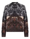Laneus Graphic Patterned Long Sleeve Knit Jumper In Multi