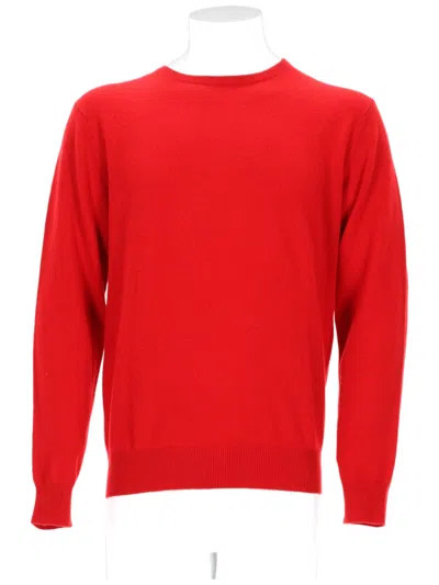 Laneus Crew Neck Sweater With Ribbed Details And Vibrant Hue In Red