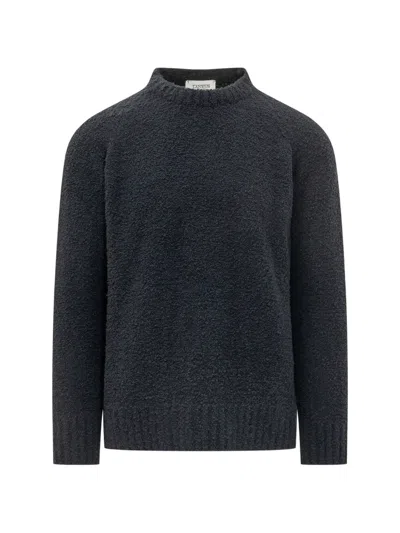 Laneus Crew-neck Bouclé Sweater In Blue