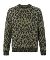 Laneus Leopard-pattern Sweater In Green