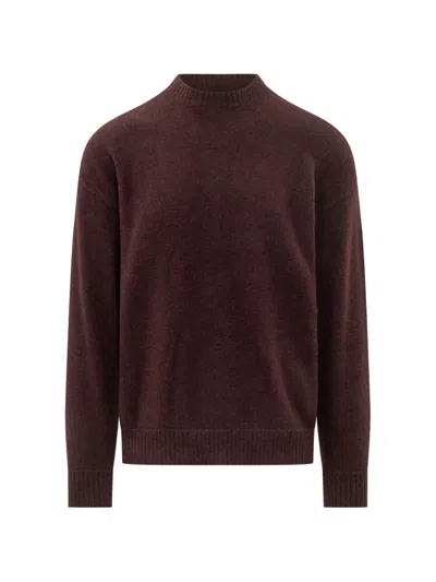 Laneus Crew-neck Drop-shoulder Sweater In Brown