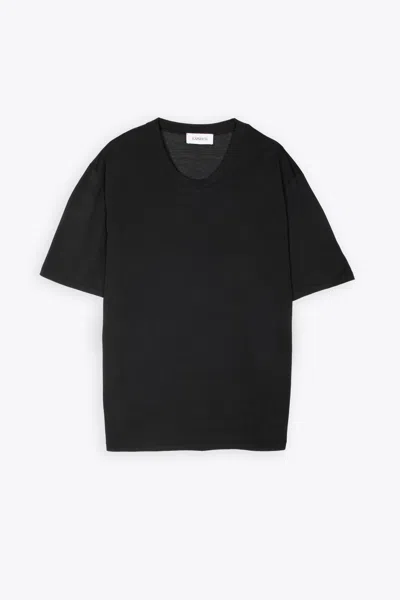 Laneus Crewneck Man Black Ultra-light Cotton T-shirt In Nero