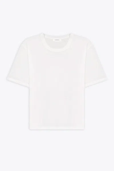 Laneus Crewneck Man White Ultra-light Cotton T-shirt In Bianco