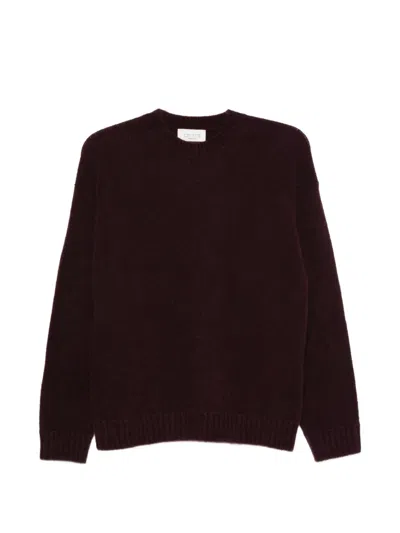 Laneus Crew-neck Ribbed-trim Sweater In Burgundy