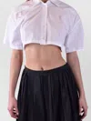 Laneus Cropped Collared Shirts Open Back In White