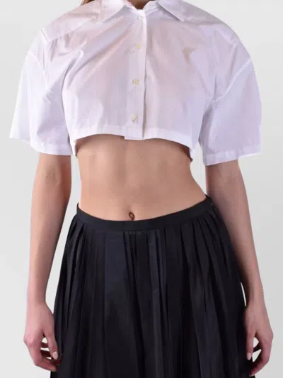 LANEUS CROPPED COLLARED SHIRTS OPEN BACK