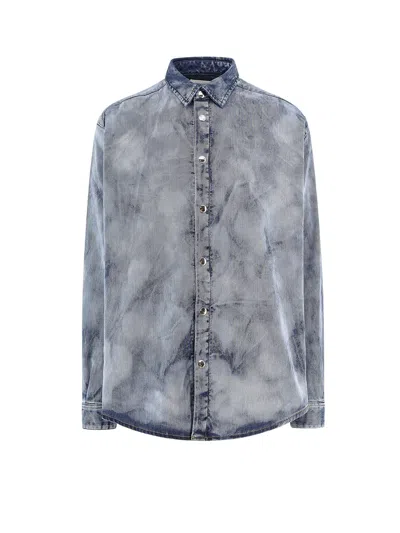 LANEUS DENIM SHIRT WITH WASHED-OUT EFFECT