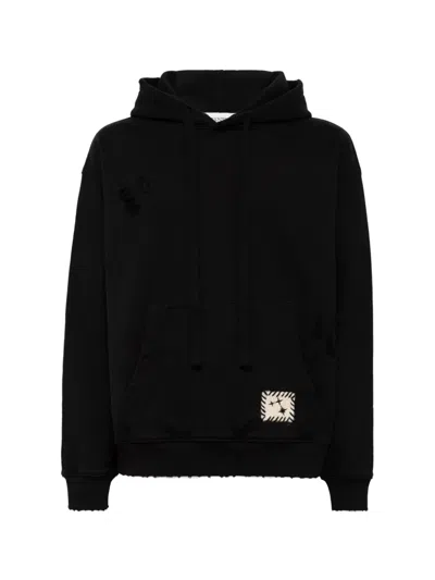 Laneus Destroyed Boxy-fit Hoodie In Black
