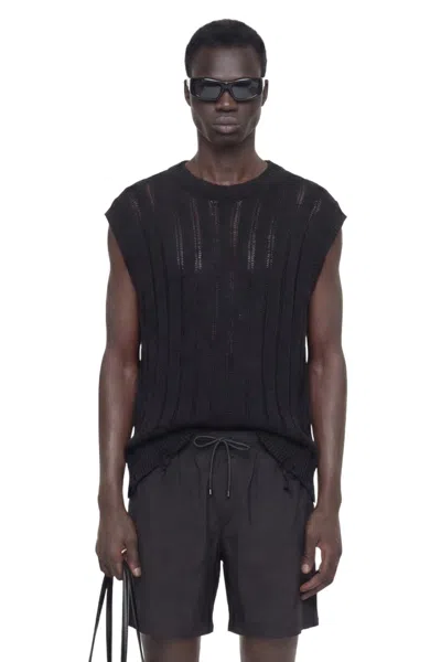 Laneus Destroyed Knit Vest In Black