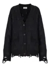 Laneus Distressed Cardigan In Black