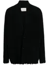 Laneus Distressed-effect Wool Cardigan In Black