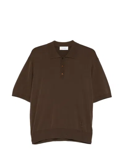 Laneus Distressed Polo Shirt In Brown